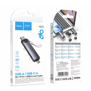 Hoco 3in1 USB/USB-C Card Reader HB56 - Metal Gray
